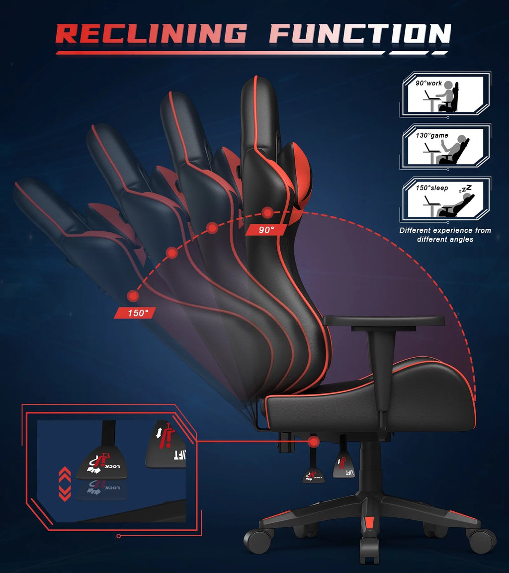 Red Ergonomic High Back PU Leather Gaming Chair B466