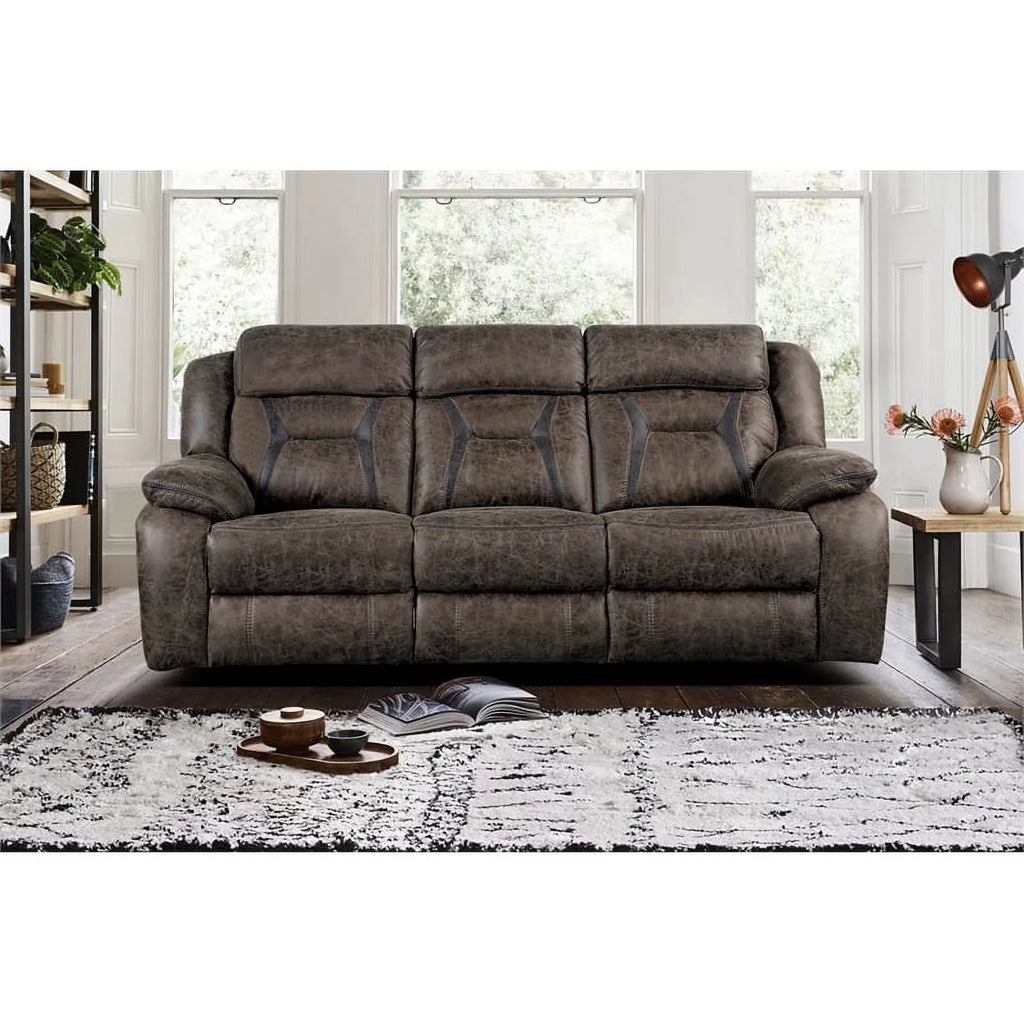 Dark Brown Microfiber Double Reclining Sofa W6224