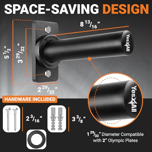 Wall Mounted 6 Pegs 4 Barbell Storage Racks L15702