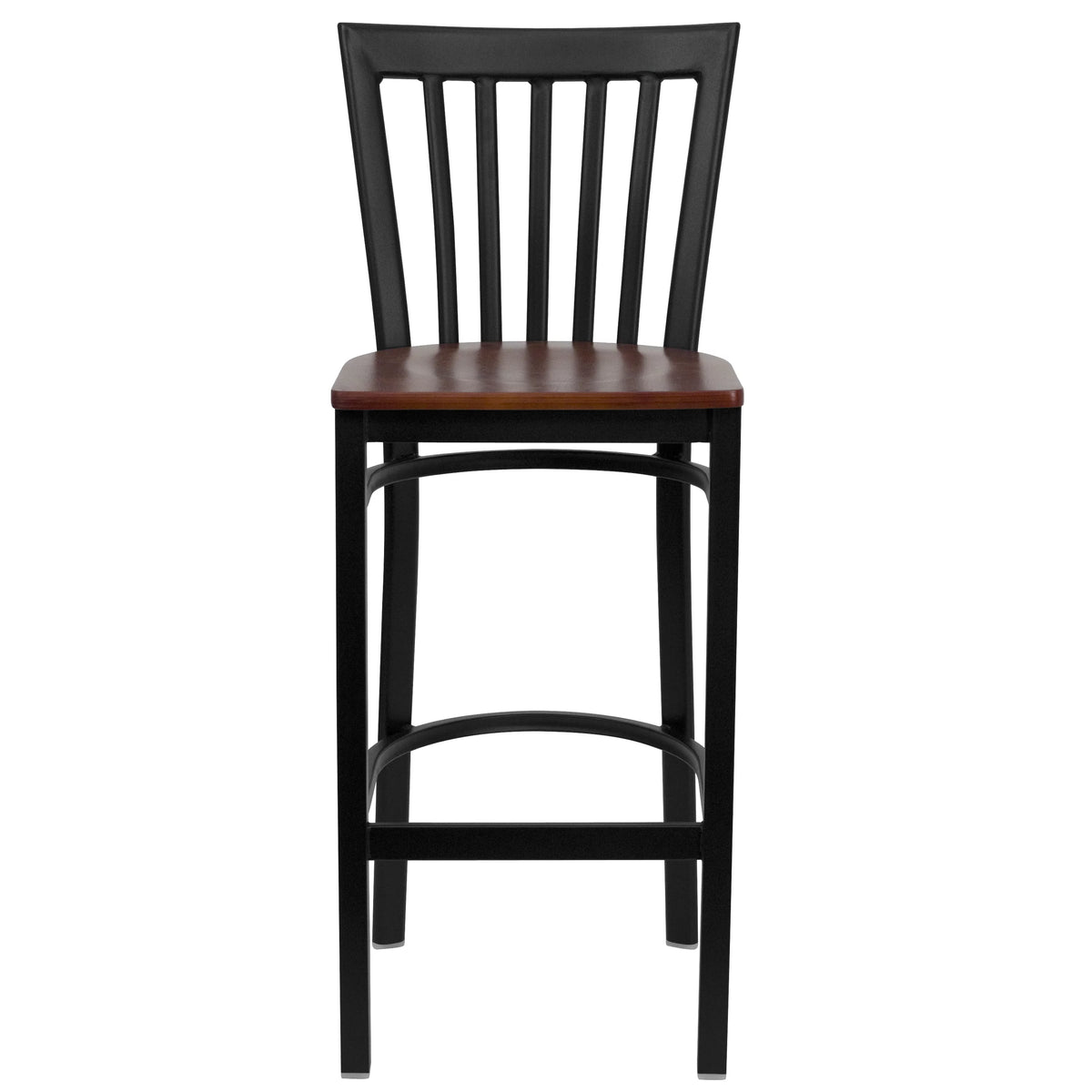 Black Metal Barstool with Cherry Wood Seat X984416
