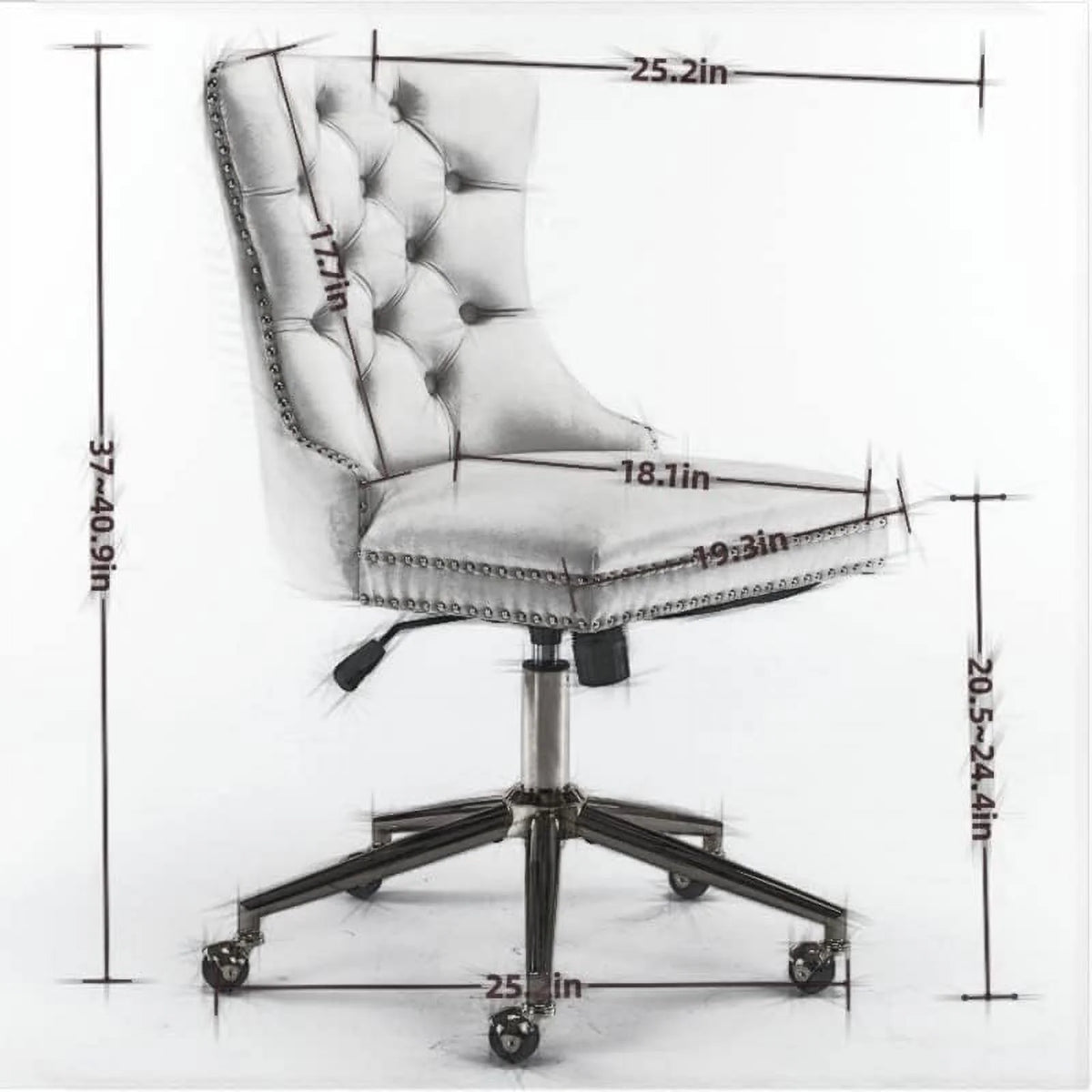 Pink Tufted Adjustable Swivel Office Chair T760