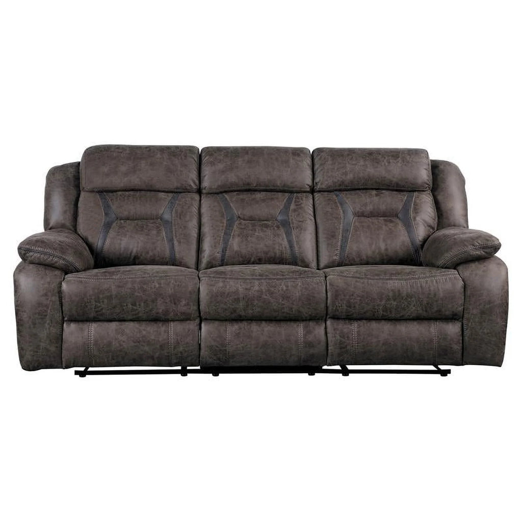Dark Brown Microfiber Double Reclining Sofa W6224