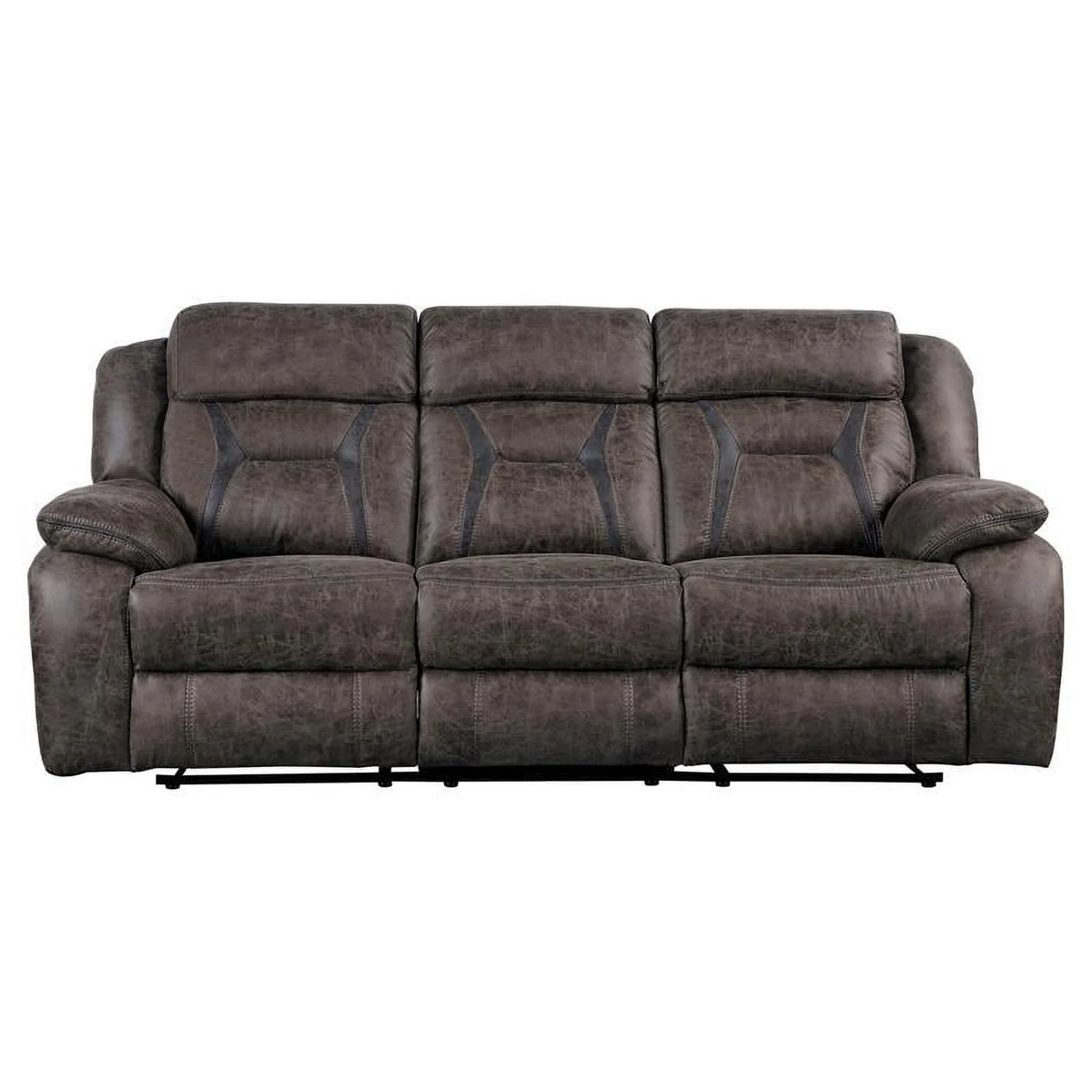 Dark Brown Microfiber Double Reclining Sofa W6224