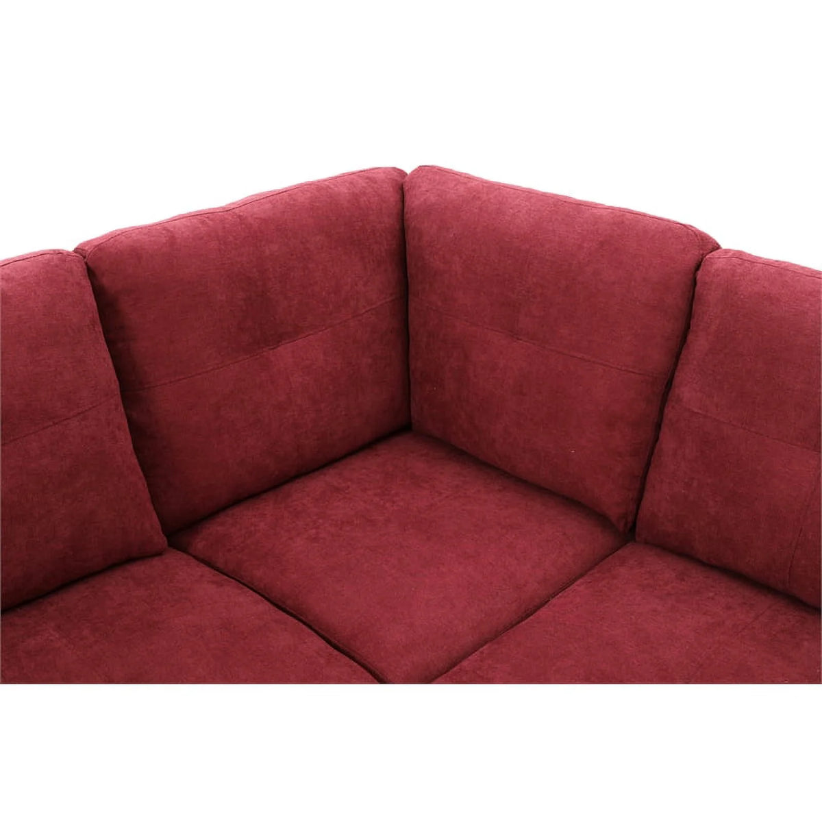Red 3PC Flannelette Sectional Sofa with Ottoman G4928