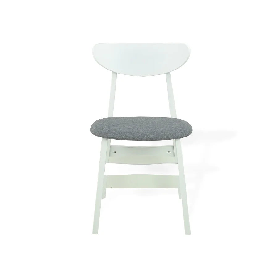 Set of 4 Solid Wood Dining Chairs with Padded Seat White I89590