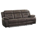 Dark Brown Microfiber Double Reclining Sofa W6224
