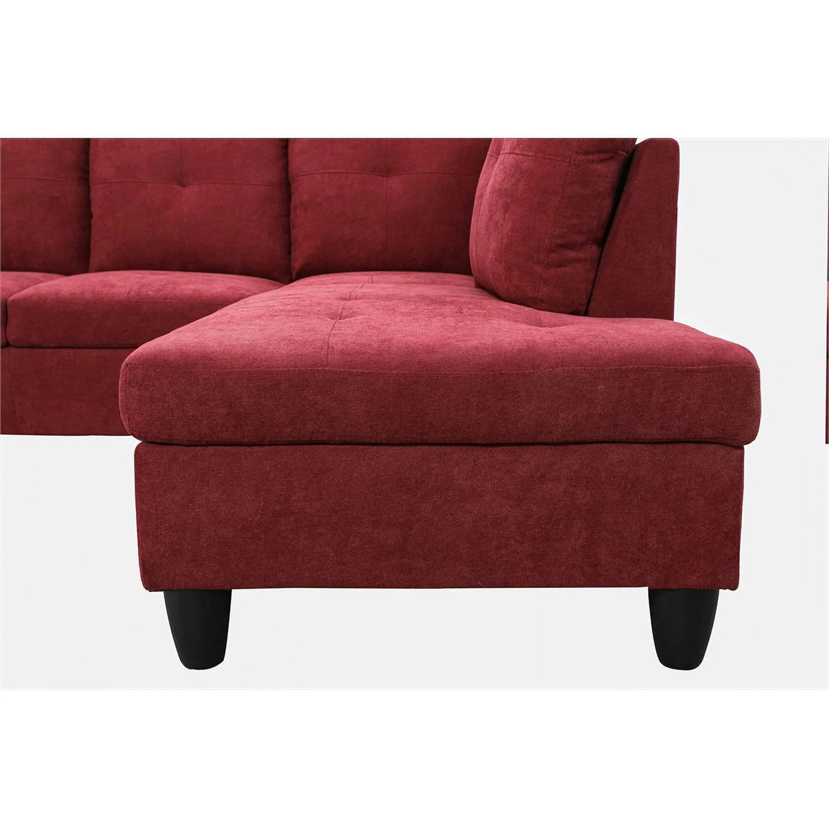 Red 3PC Flannelette Sectional Sofa with Ottoman G4928