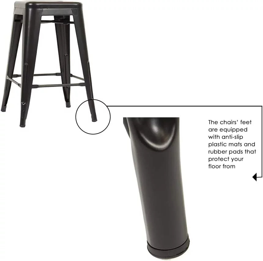 24 inch Black Metal Bar Stools Set of 4 O86007