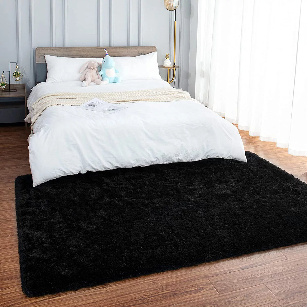 Black Shaggy Area Rug 5.1'x8' Y97137