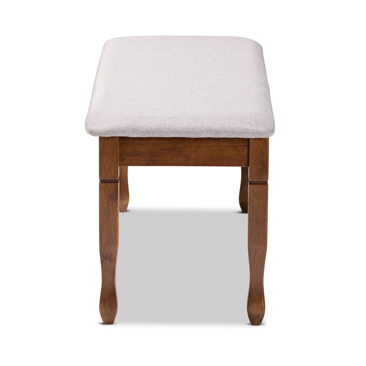 Grey Fabric Upholstered Walnut Brown Wood Dining Bench I610384