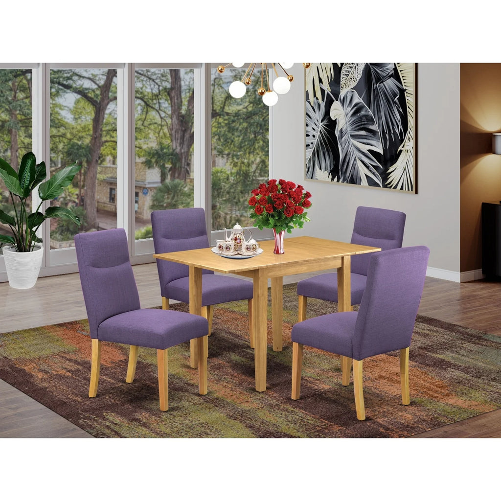 5 Pc Oak Finish Wood Dining Table Set U25063
