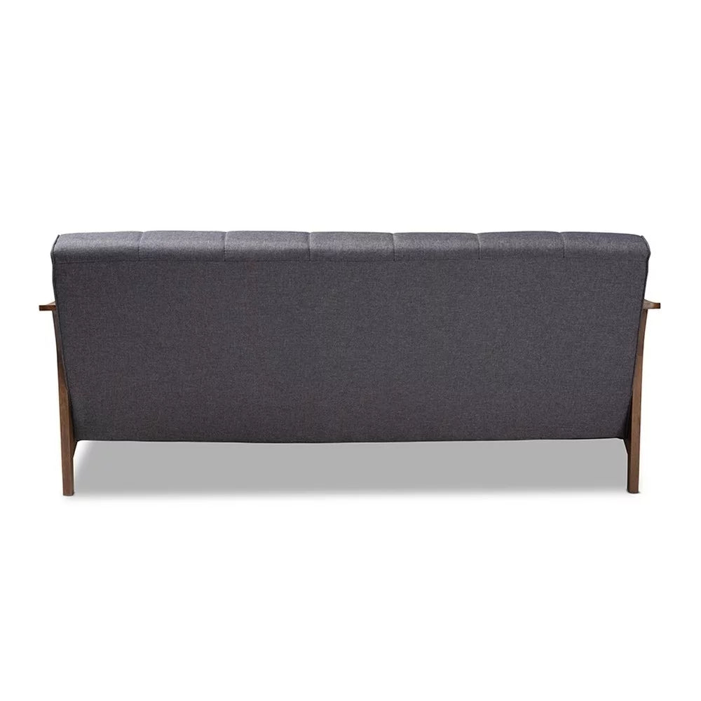 Gray Fabric Upholstered Walnut Wood Sofa C899506