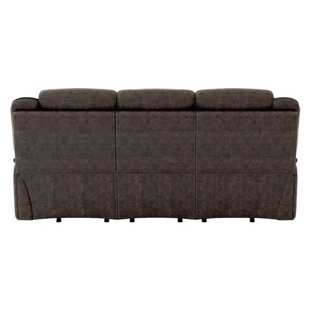Dark Brown Microfiber Double Reclining Sofa W6224