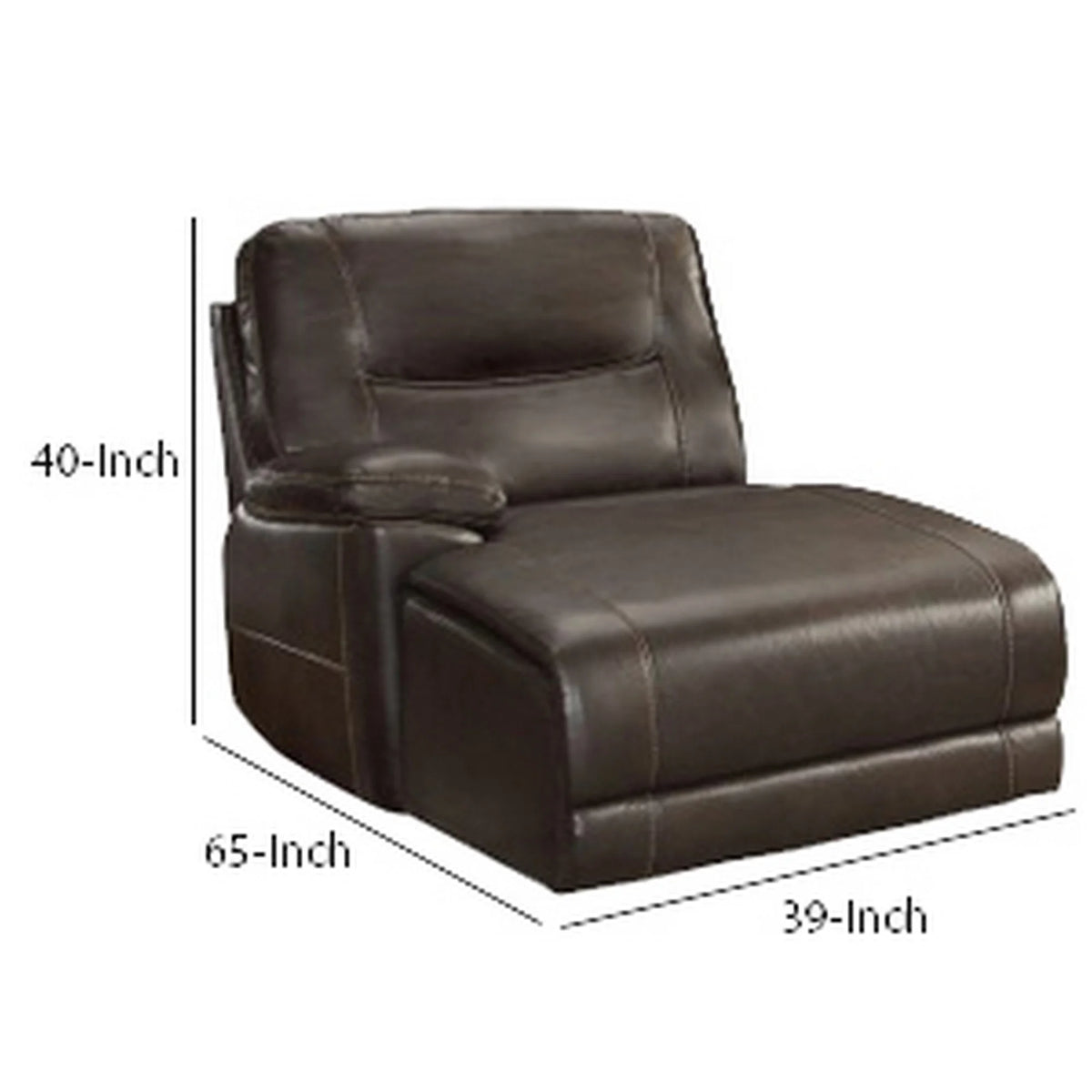 Brown Vegan Faux Leather Chaise Recliner B859087